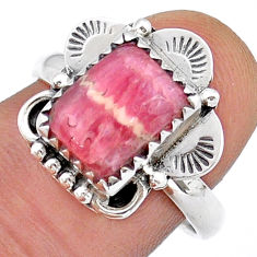 925 silver 3.85cts solitaire natural rhodochrosite inca rose ring size 8 u90628