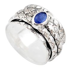 925 silver 1.01cts solitaire natural sapphire spinner band ring size 6.5 t67707