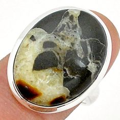 925 silver 18.41cts solitaire natural septarian gonads oval ring size 7.5 u85219