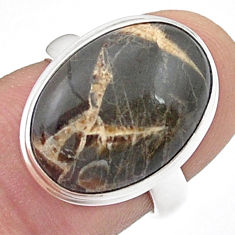 925 silver 12.79cts solitaire natural septarian gonads ring size 6.5 u47626