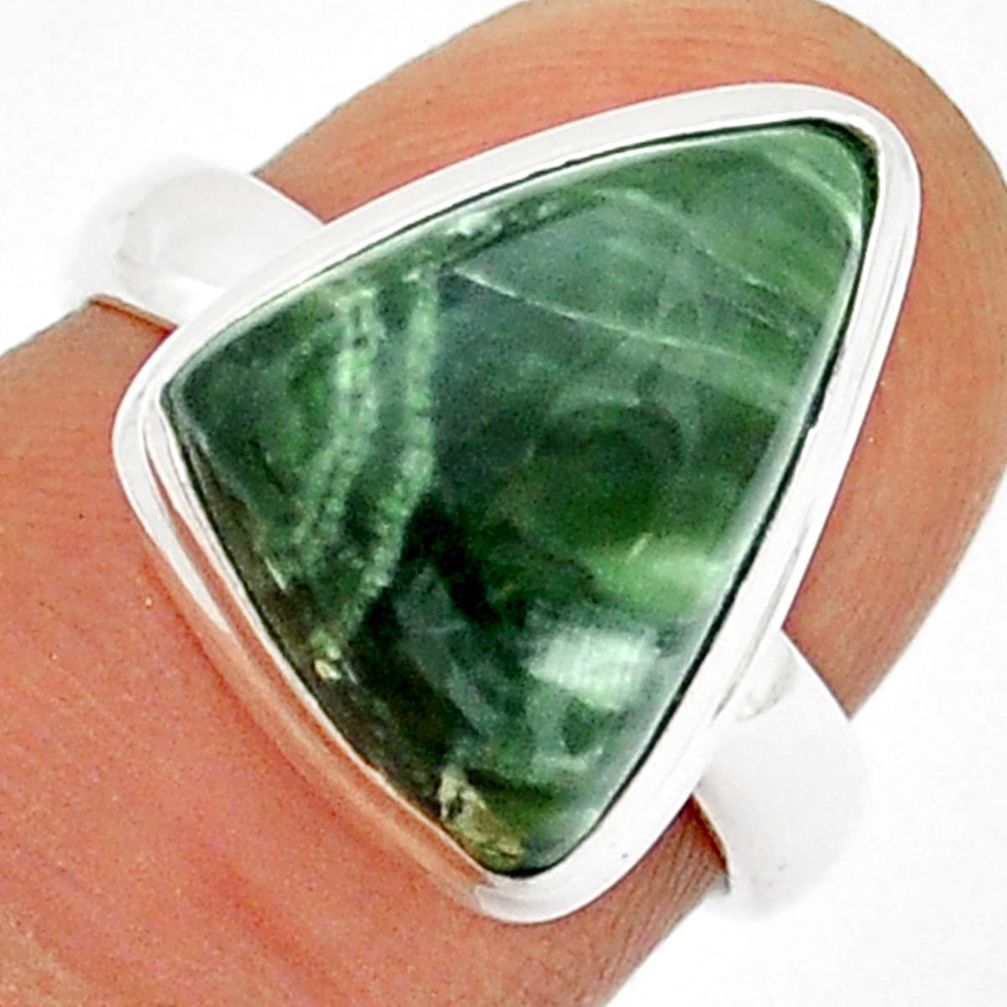 925 silver 6.53cts solitaire natural seraphinite (russian) ring size 6 u89340