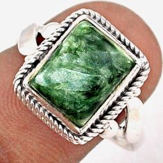 925 silver 3.98cts solitaire natural seraphinite (russian) ring size 7.5 t87631