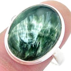 925 silver 13.27cts solitaire natural seraphinite (russian) ring size 9.5 u43878