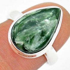 925 silver 7.12cts solitaire natural seraphinite (russian) ring size 7.5 u89306