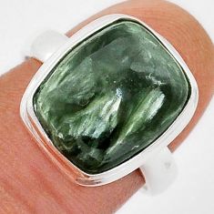 925 silver 6.58cts solitaire natural seraphinite (russian) ring size 7.5 u89311