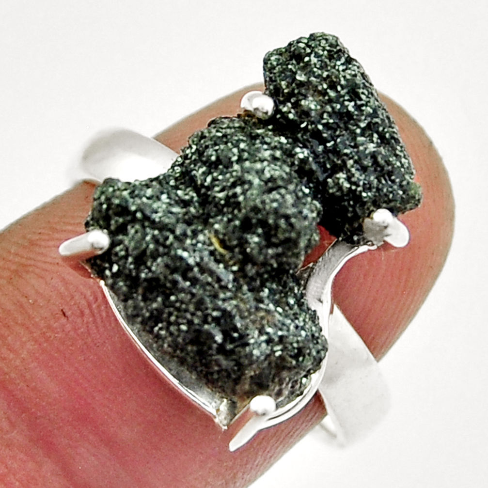 925 silver 9.50cts solitaire natural seraphinite in quartz ring size 7.5 y30857