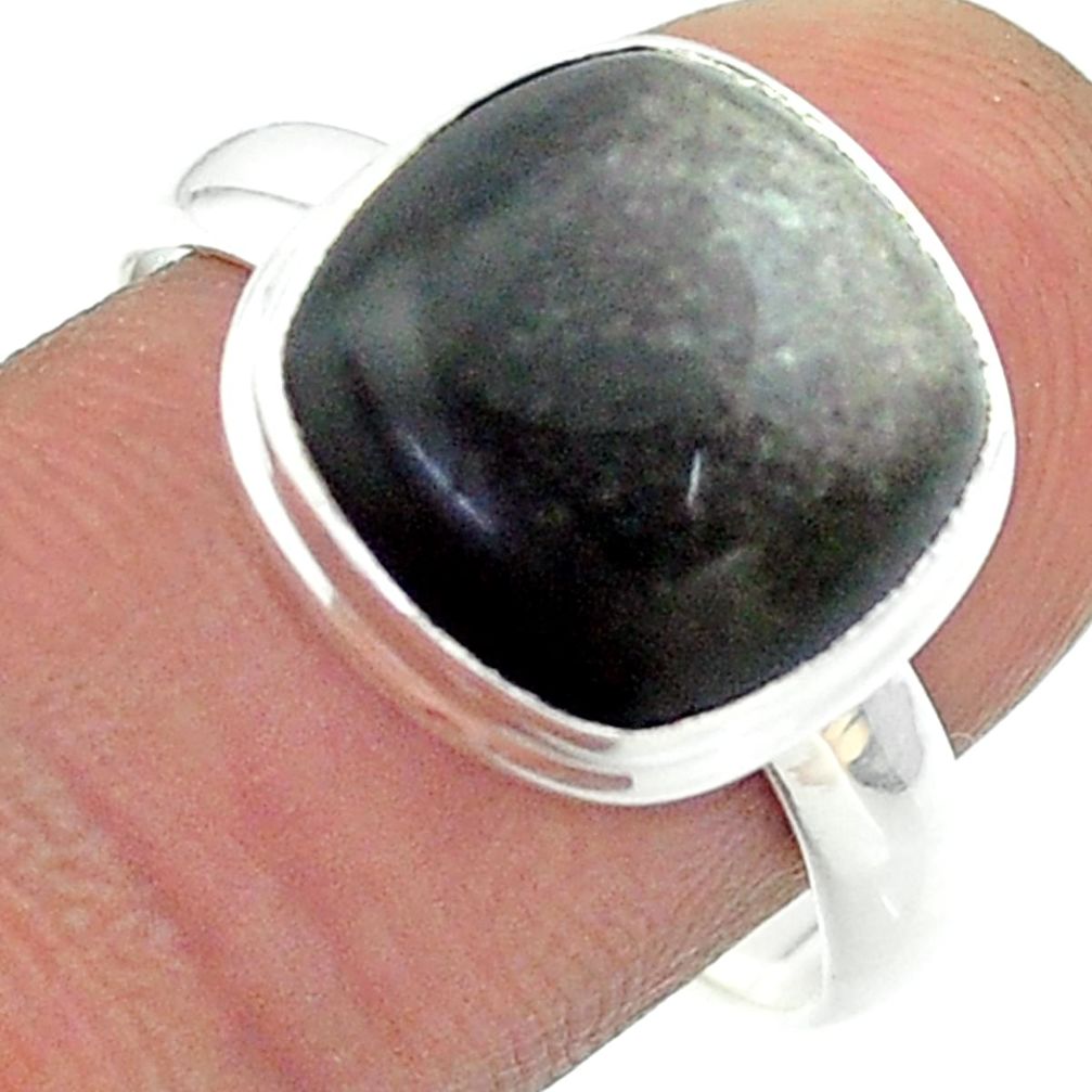 925 silver 6.57cts solitaire natural sheen black obsidian ring size 9 t55124