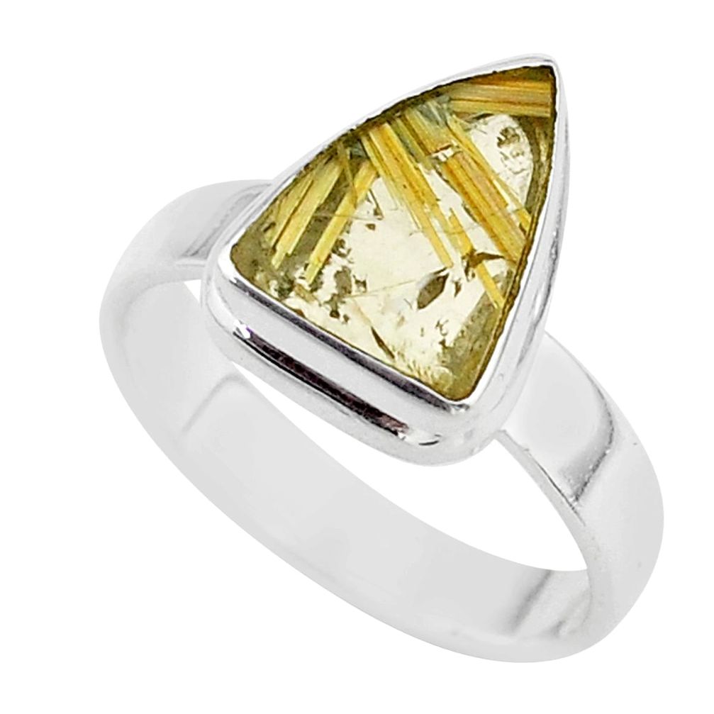 925 silver 5.16cts solitaire natural star rutilated quartz ring size 9 t39488