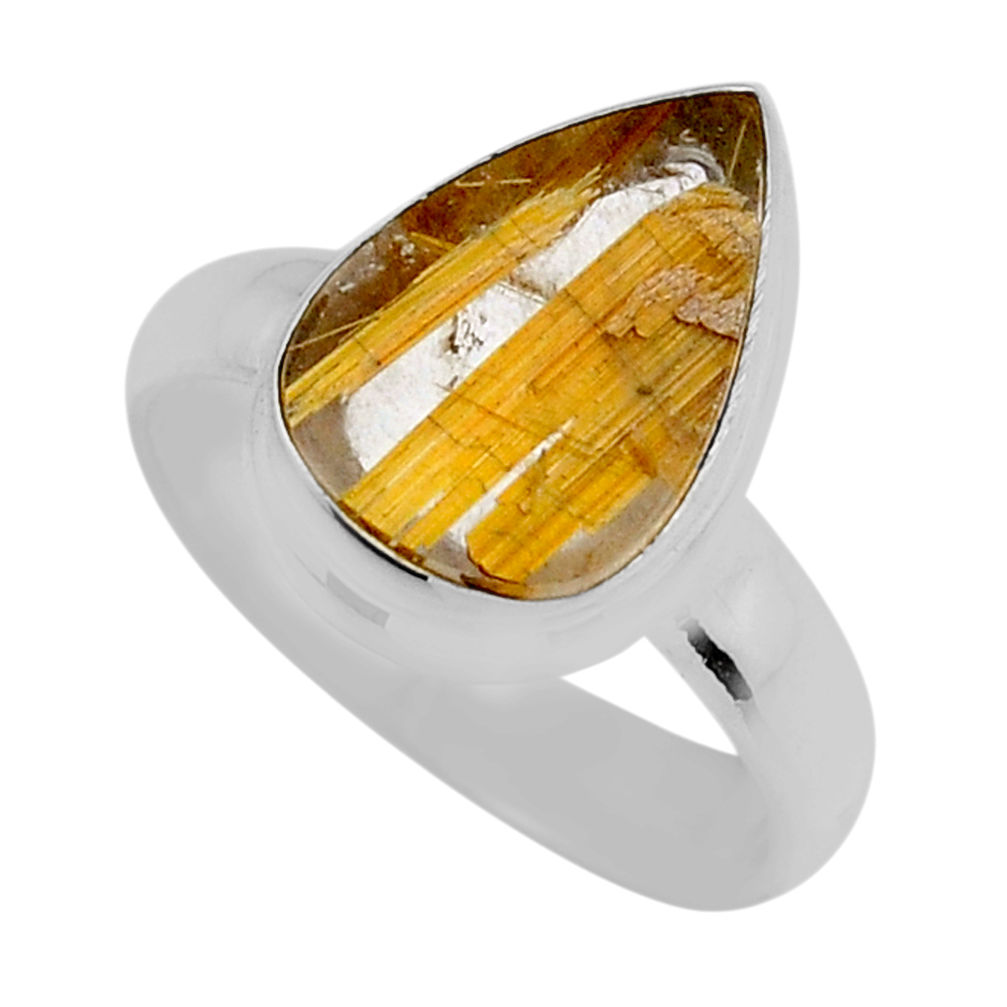 925 silver 5.12cts solitaire natural star rutilated quartz ring size 6.5 y33907