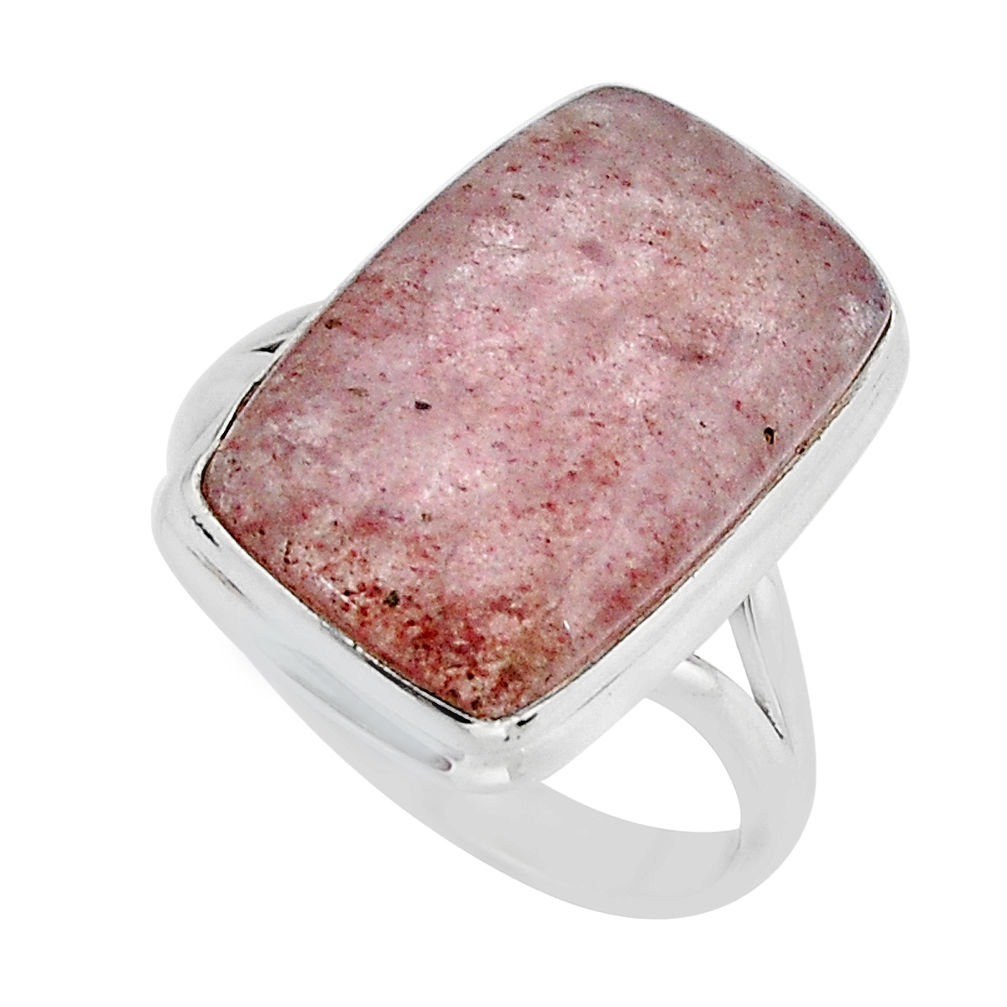 925 silver 14.10cts solitaire natural strawberry quartz ring size 10.5 y67160