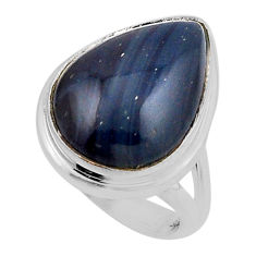 925 silver 13.28cts solitaire natural swedish slag pear ring size 5.5 n12244