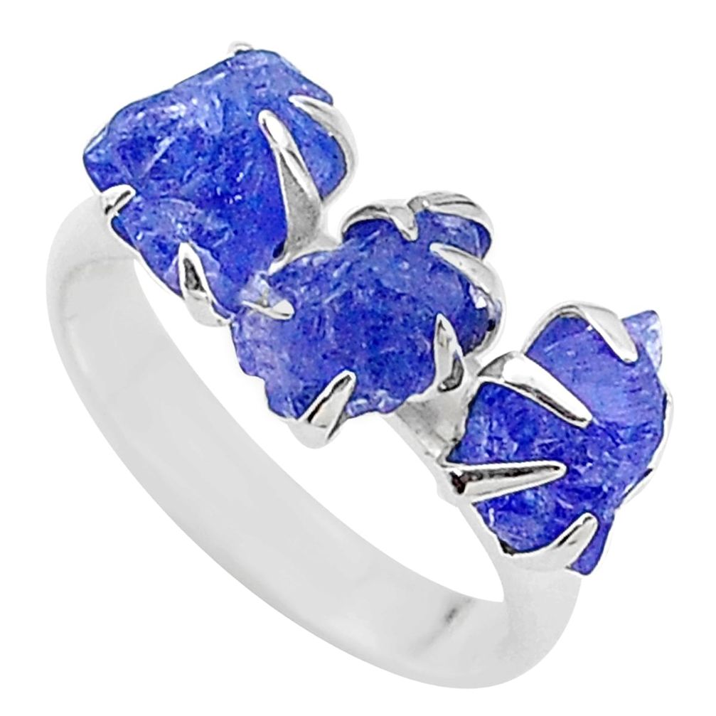 925 silver 8.56cts solitaire natural tanzanite raw fancy ring size 7 t17223