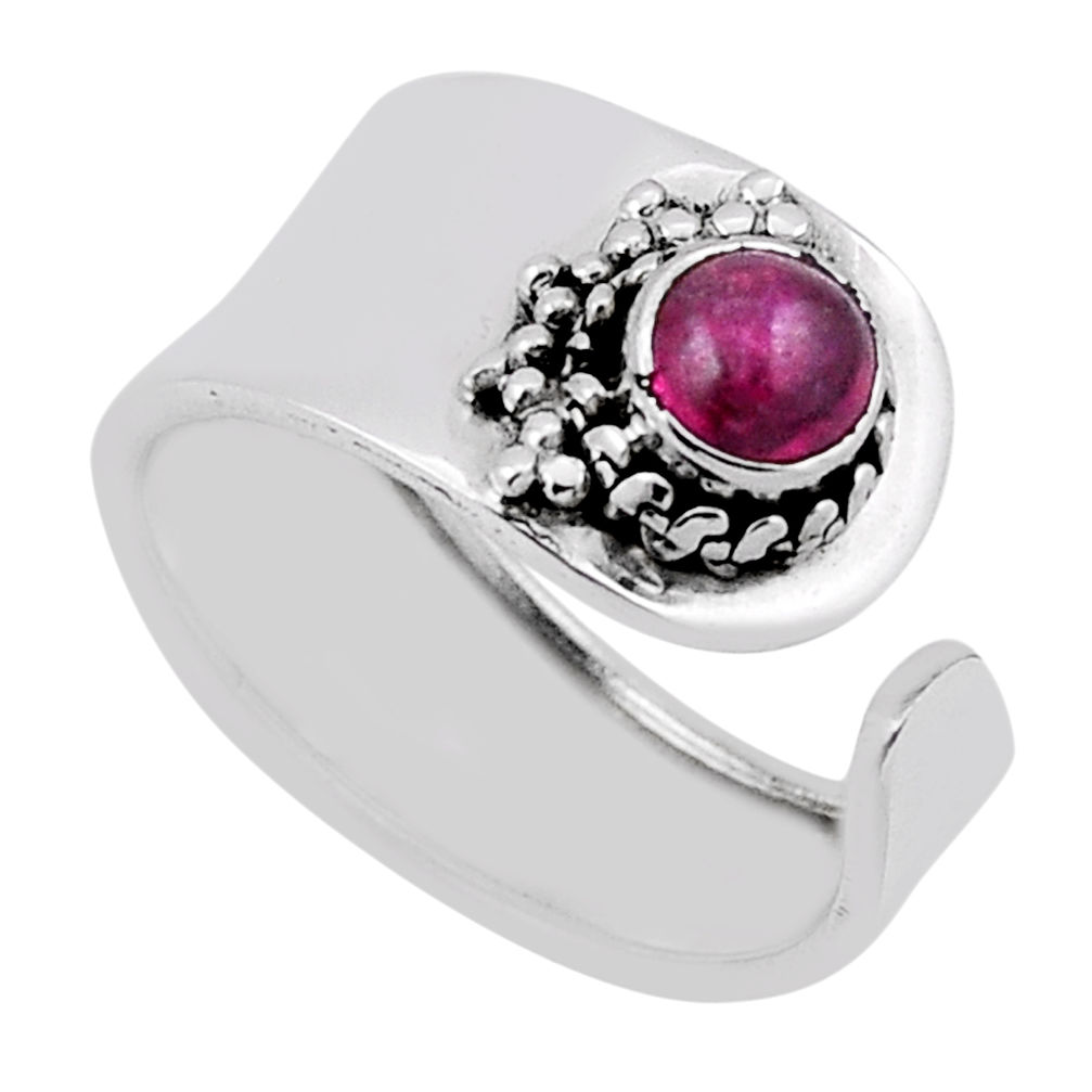 925 silver 0.79cts solitaire natural tourmaline adjustable ring size 7.5 n37149