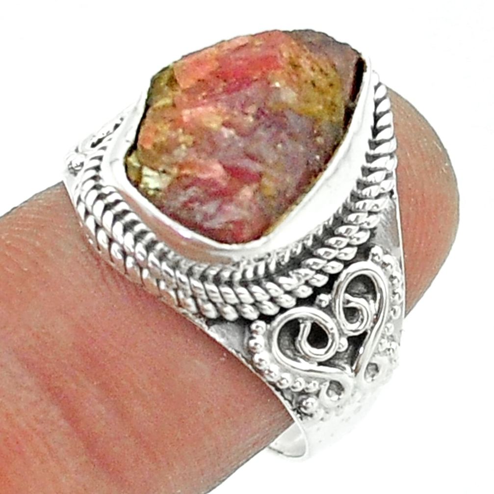 925 silver 7.01cts solitaire natural tourmaline rough fancy ring size 8 t55573