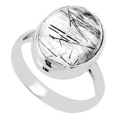 925 silver 12.36cts solitaire natural tourmaline rutile ring size 10 u12255