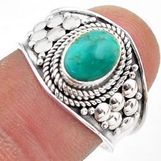925 silver 2.19cts solitaire natural turquoise tibetan oval ring size 7.5 t75495