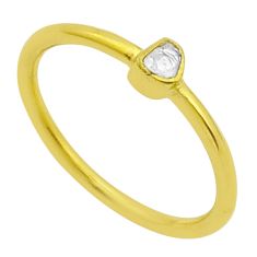 925 silver 0.36cts solitaire natural uncut diamond flat gold ring size 6 u68853
