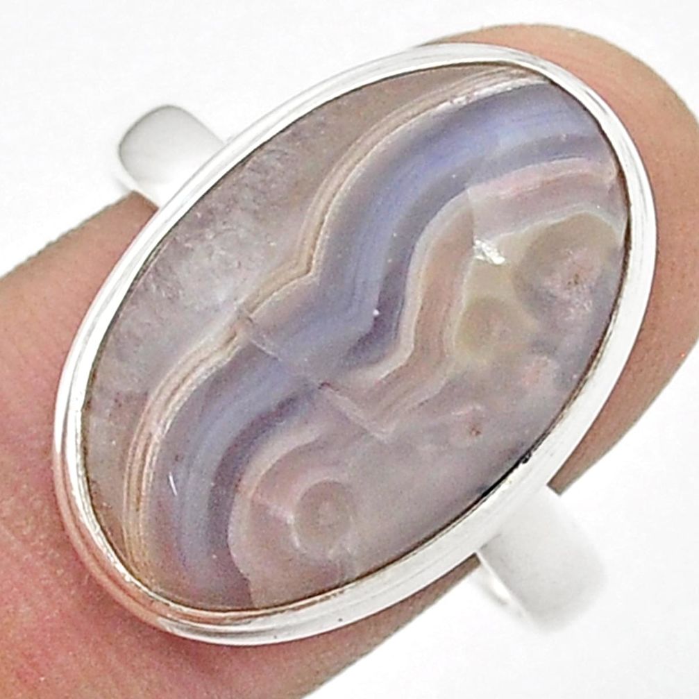 925 silver 14.50cts solitaire natural white agua nueva agate ring size 11 u47837