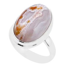 925 silver 10.96cts solitaire natural white agua nueva agate ring size 6 u47812