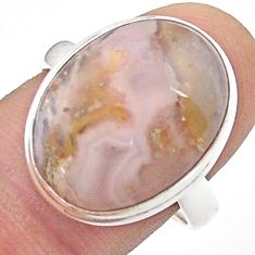 925 silver 13.87cts solitaire natural white agua nueva agate ring size 9 u47833