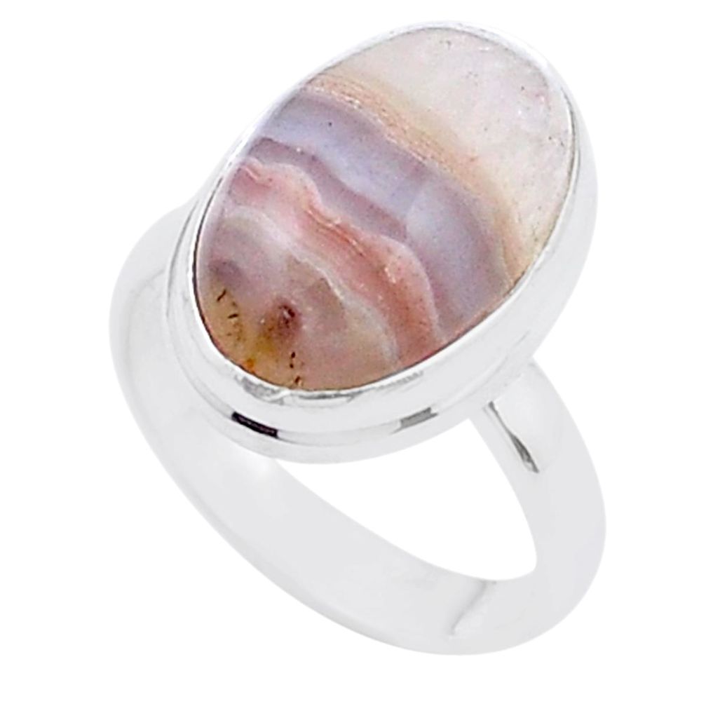 925 silver 6.58cts solitaire natural white agua nueva agate ring size 6.5 u47805