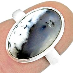 925 silver 6.88cts solitaire natural white dendrite opal ring size 5.5 u47667