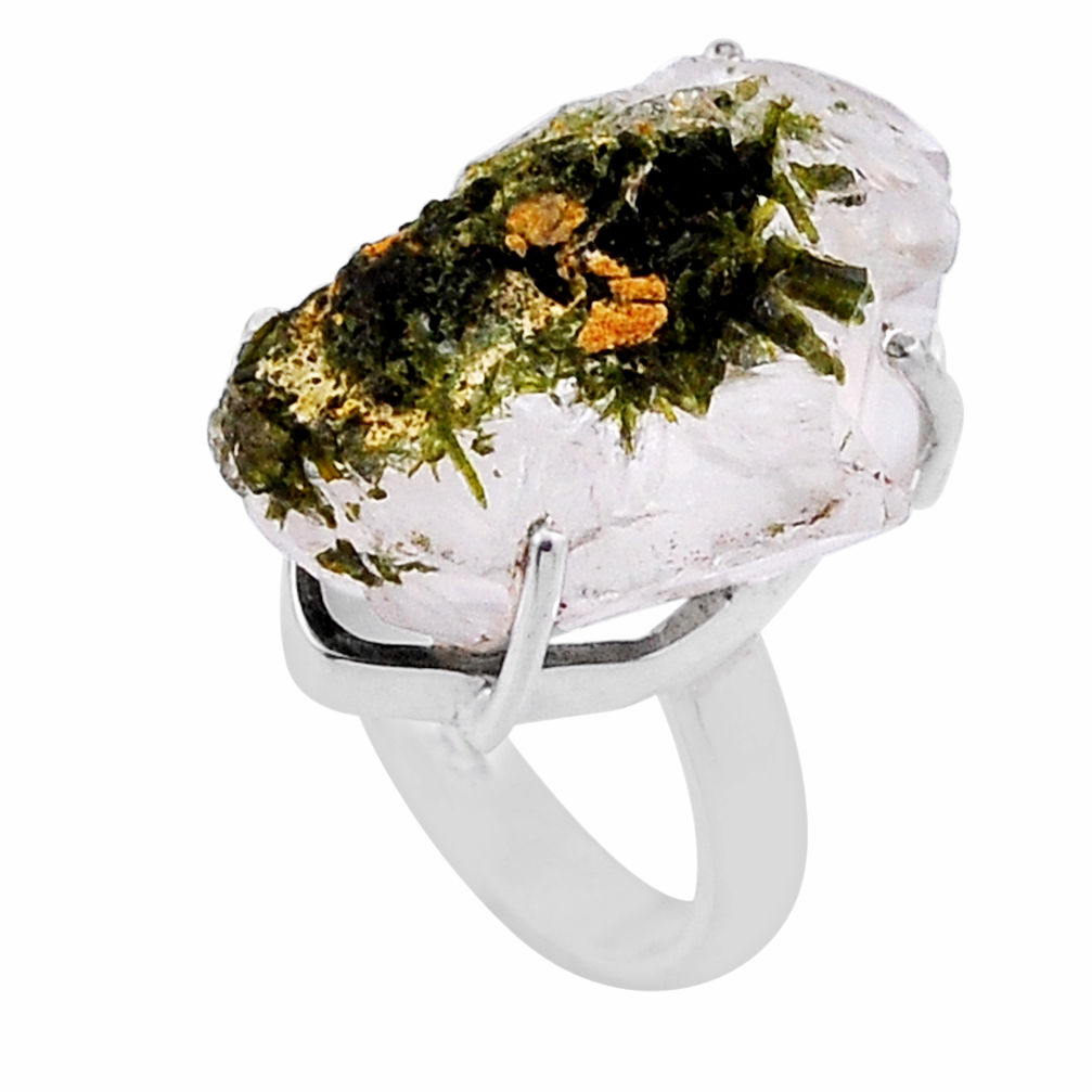 925 silver 24.38cts solitaire natural white herkimer diamond ring size 7 n47615