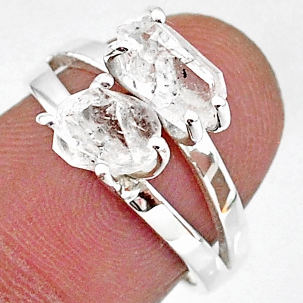 925 silver 5.64cts solitaire natural white herkimer diamond ring size 7 t7018