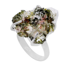 925 silver 22.96cts solitaire natural white herkimer diamond ring size 8 n47603