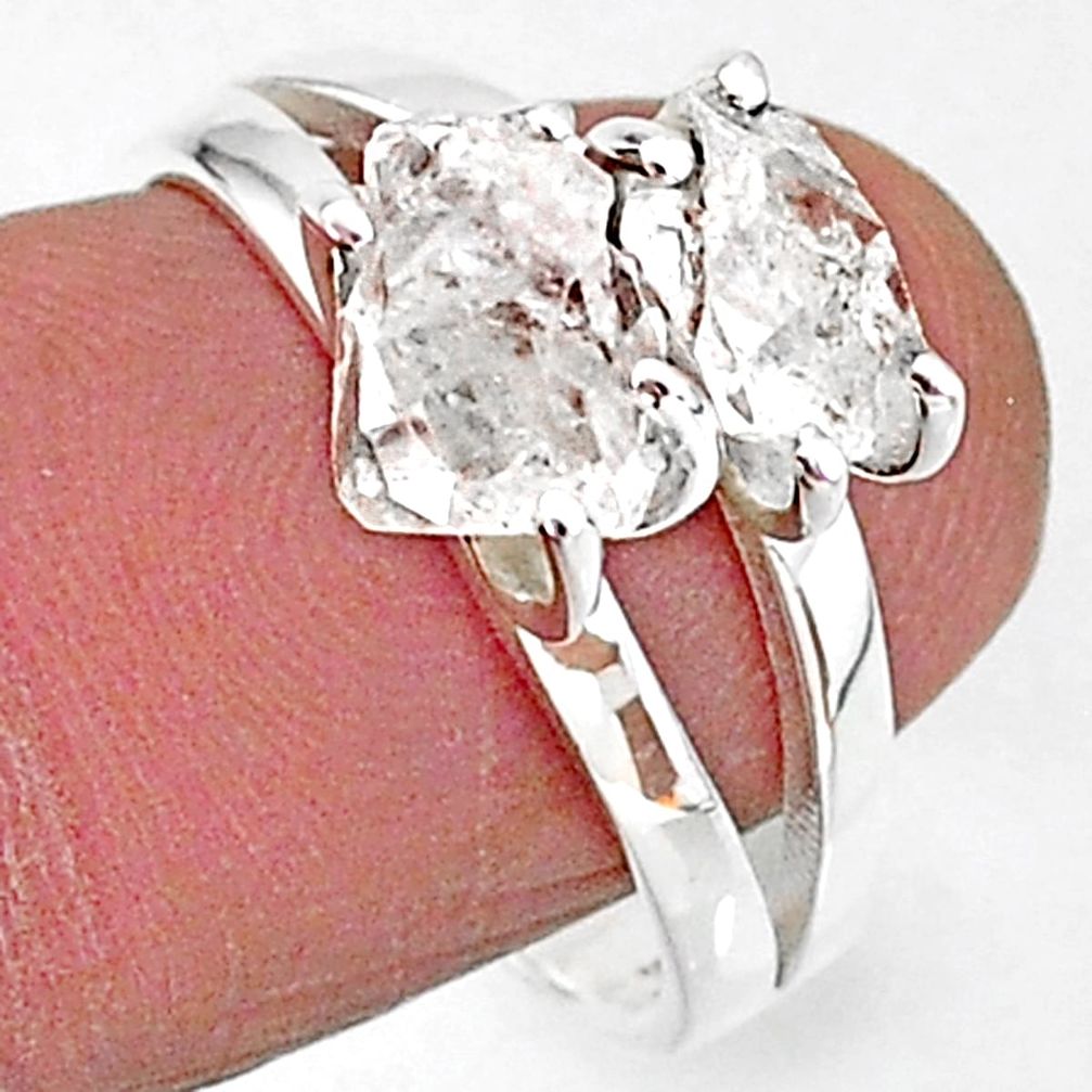 925 silver 5.64cts solitaire natural white herkimer diamond ring size 8 t7040