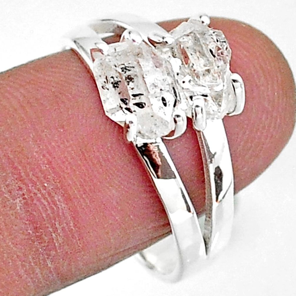 925 silver 5.42cts solitaire natural white herkimer diamond ring size 9 t7024