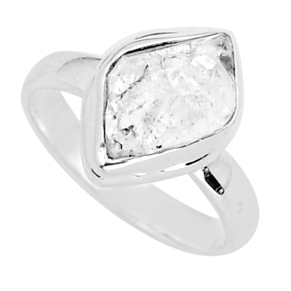 925 silver 5.31cts solitaire natural white herkimer diamond ring size 8.5 y16130