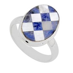 925 silver 5.47cts solitaire natural white pearl lapis lazuli ring size 6 y93298