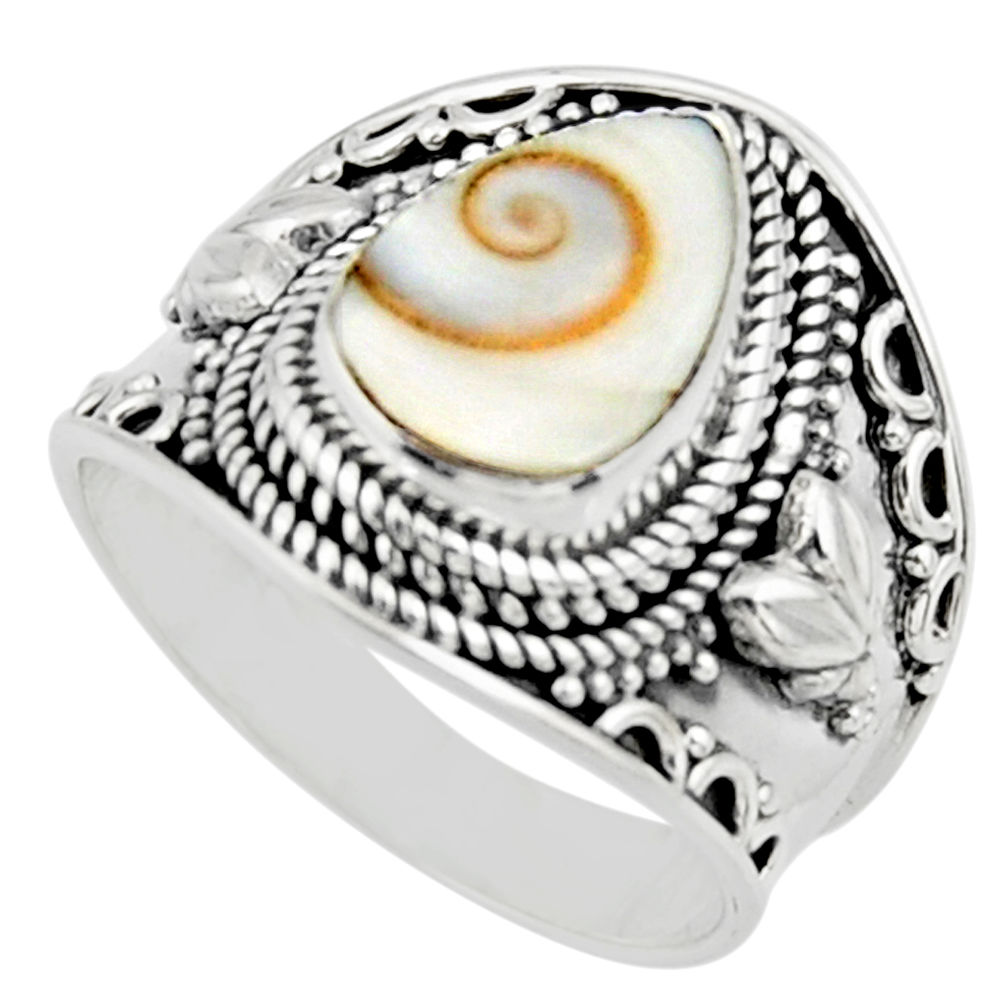925 silver 4.21cts solitaire natural white shiva eye pear ring size 8.5 r51920