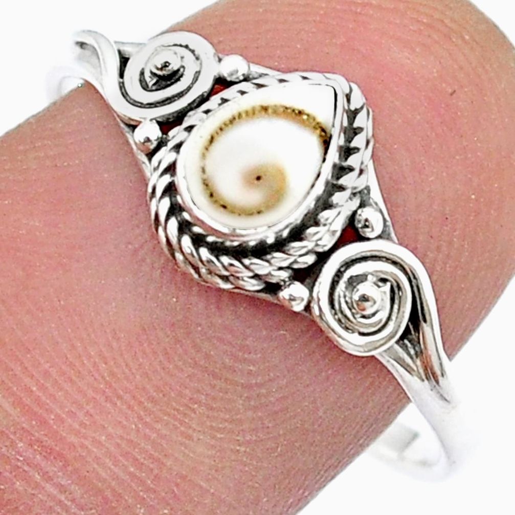 925 silver 0.72cts solitaire natural white shiva eye pear ring size 8.5 u51652