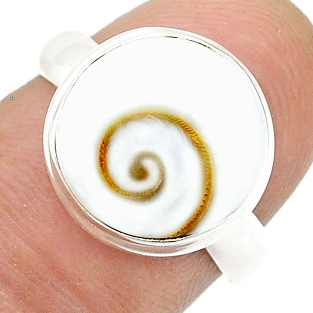925 silver 5.89cts solitaire natural white shiva eye round ring size 6.5 u74532