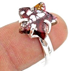 925 silver solitaire natural wild horse magnesite star fish ring size 8 t63478