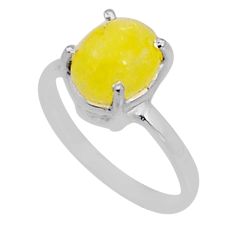 925 silver 2.74cts solitaire natural yellow brucite oval ring size 6 y1963