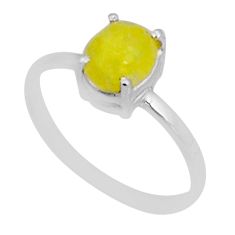 925 silver 2.61cts solitaire natural yellow brucite oval shape ring size 9 y1968