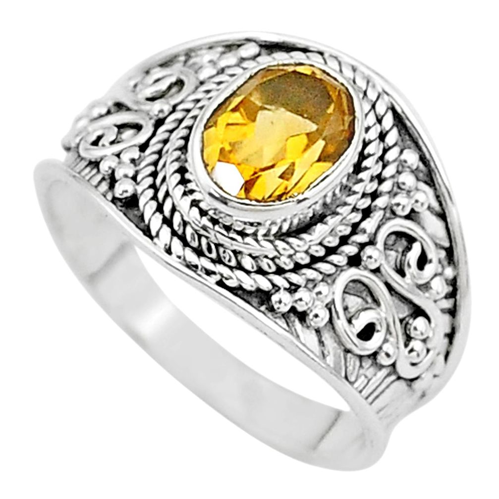 925 silver 2.17cts solitaire natural yellow citrine oval ring size 7.5 t10104