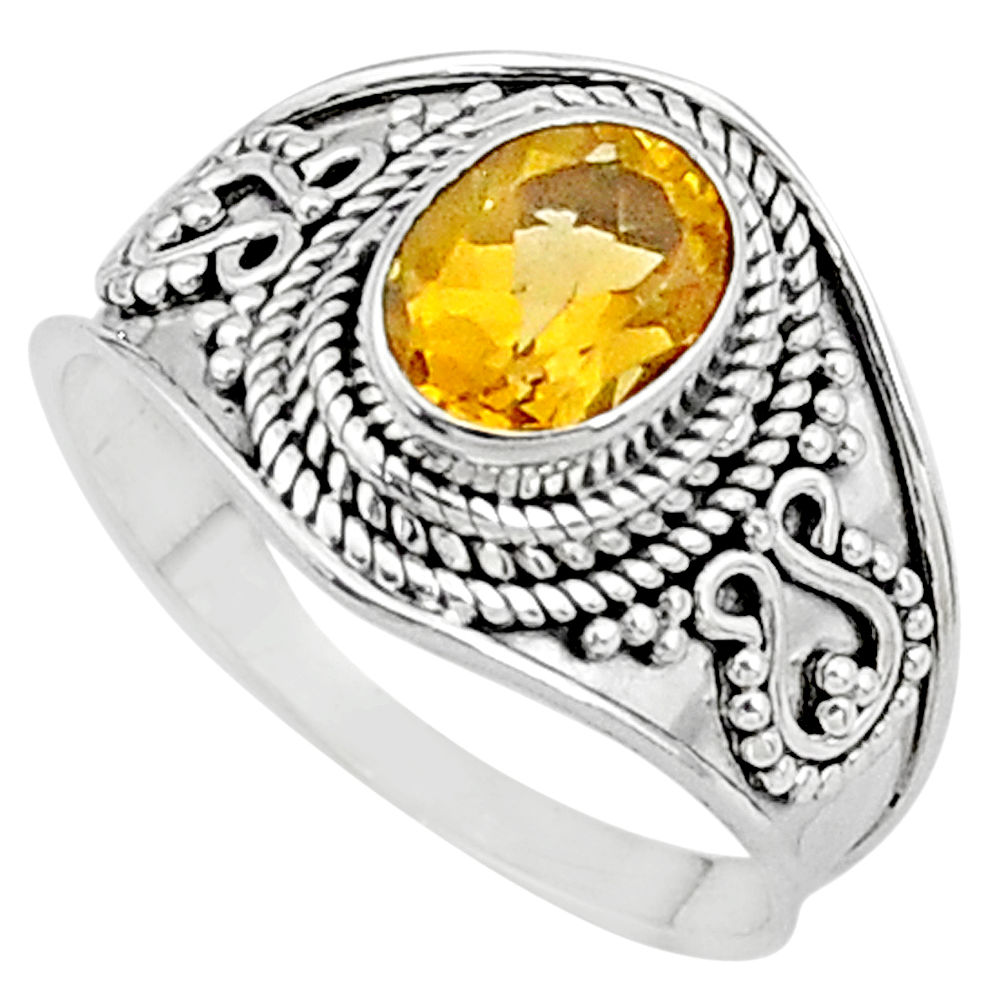 925 silver 1.96cts solitaire natural yellow citrine ring jewelry size 7.5 t10124