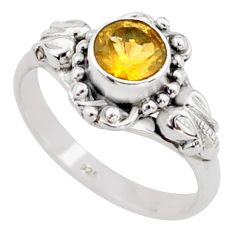 925 silver 1.04cts solitaire natural yellow citrine round ring size 6 t78304