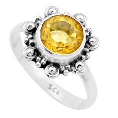 925 silver 3.08cts solitaire natural yellow citrine round ring size 8 u13135