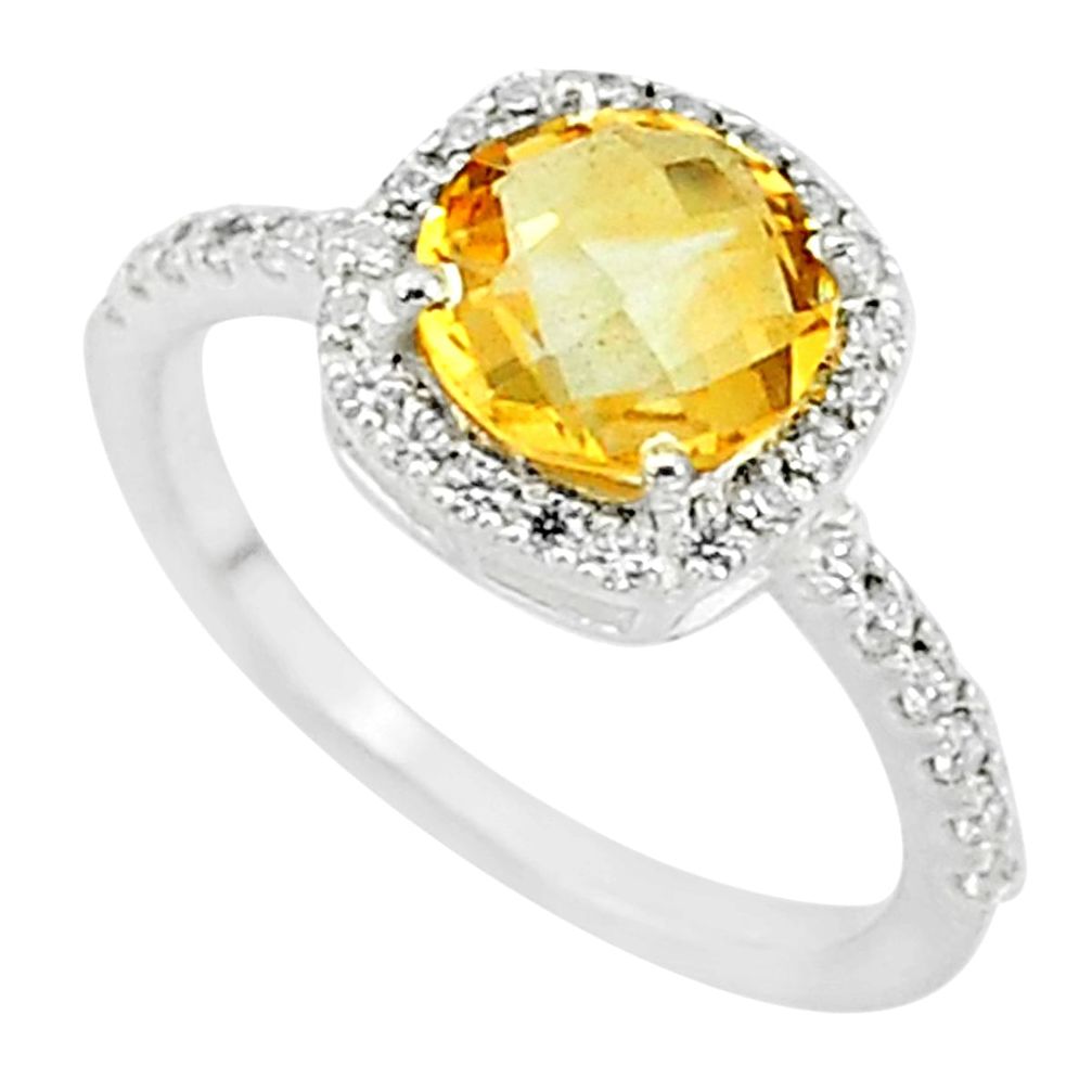 925 silver 4.83cts solitaire natural yellow citrine topaz ring size 8.5 t7335