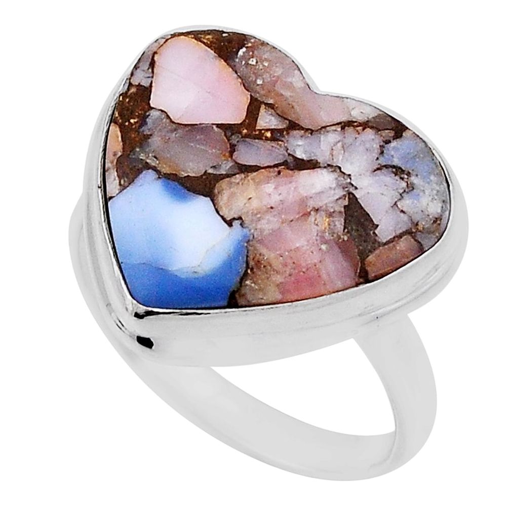 925 silver 13.79cts solitaire opal in tanzanite heart ring size 10.5 n31770