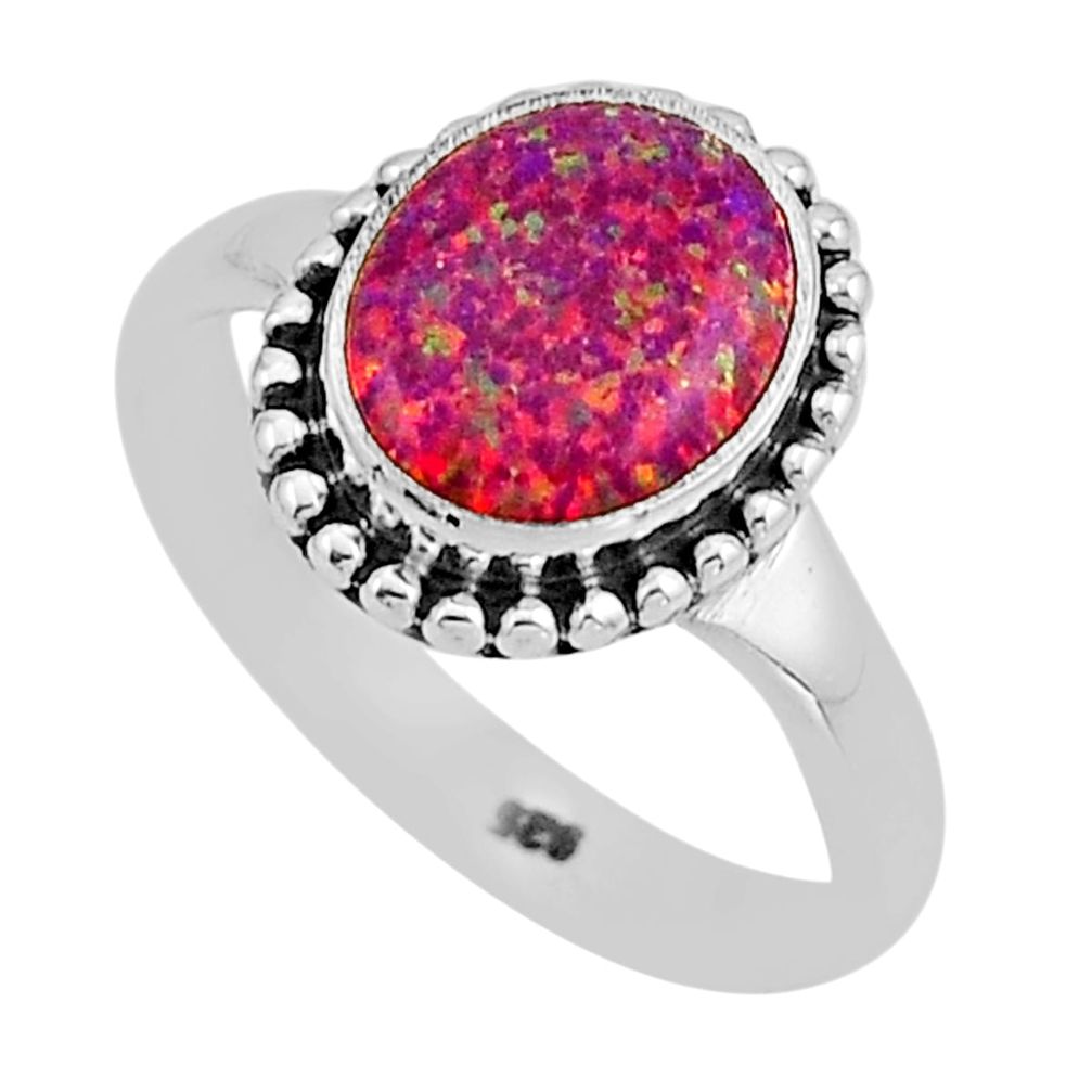 925 silver 2.05cts solitaire orange australian opal (lab) ring size 7 y95116