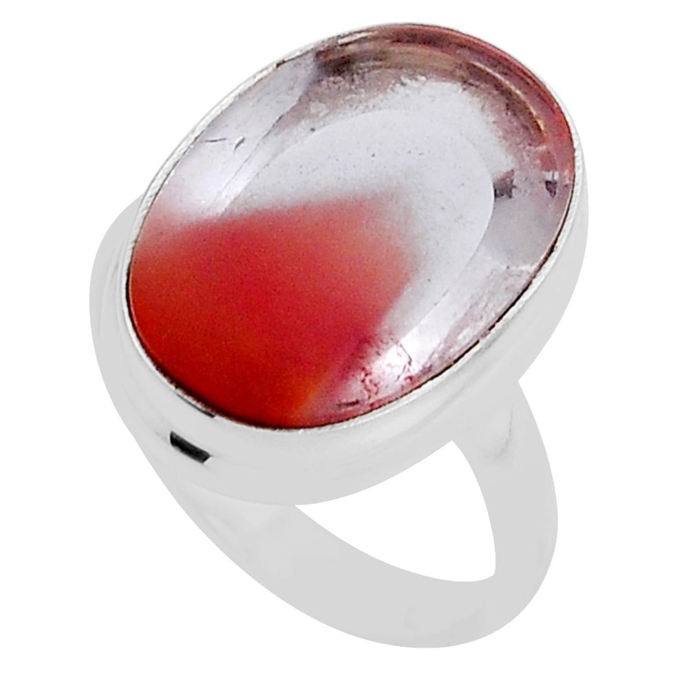 925 silver 11.06cts solitaire orange scenic lodolite oval ring size 7.5 n26295