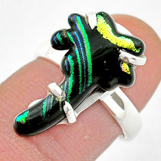925 silver 7.34cts solitaire palm tree dichroic glass fancy ring size 7 u57705