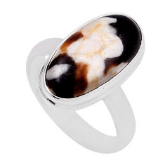 925 silver 6.51cts solitaire peanut petrified wood fossil ring size 7.5 n28380