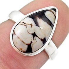 925 silver 5.68cts solitaire peanut petrified wood fossil ring size 6 u47998